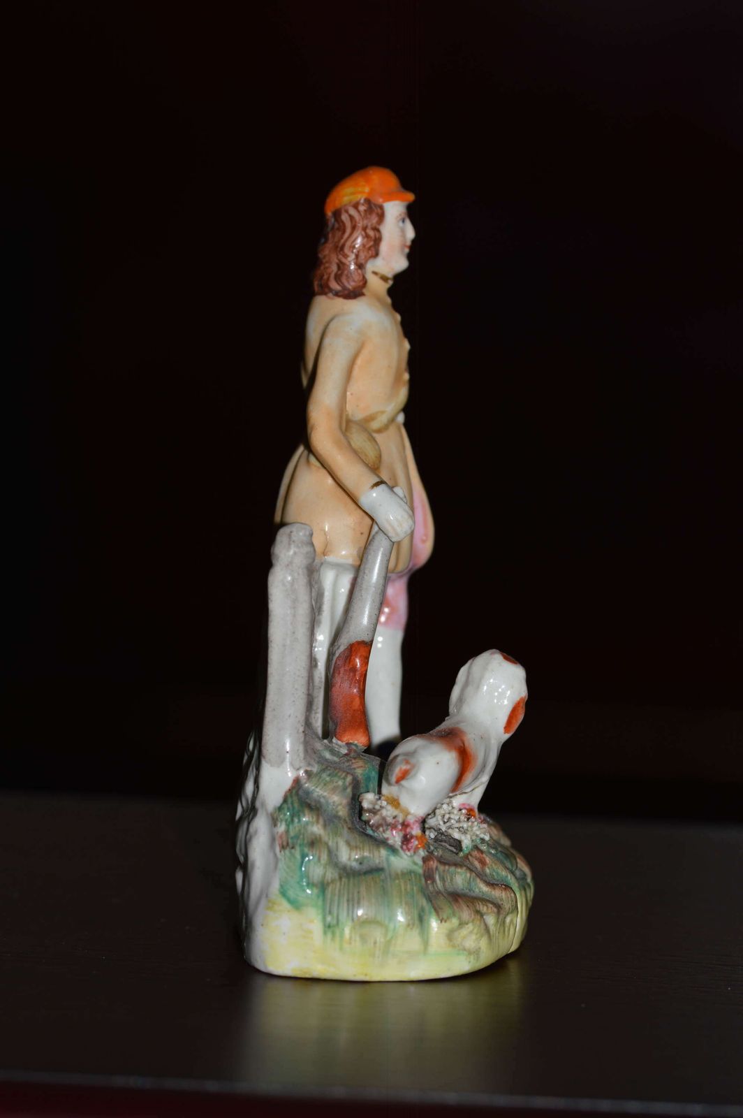 C1860 Victorian Staffordshire Miniature Figure Of A Man And His Dog photo Home Decor