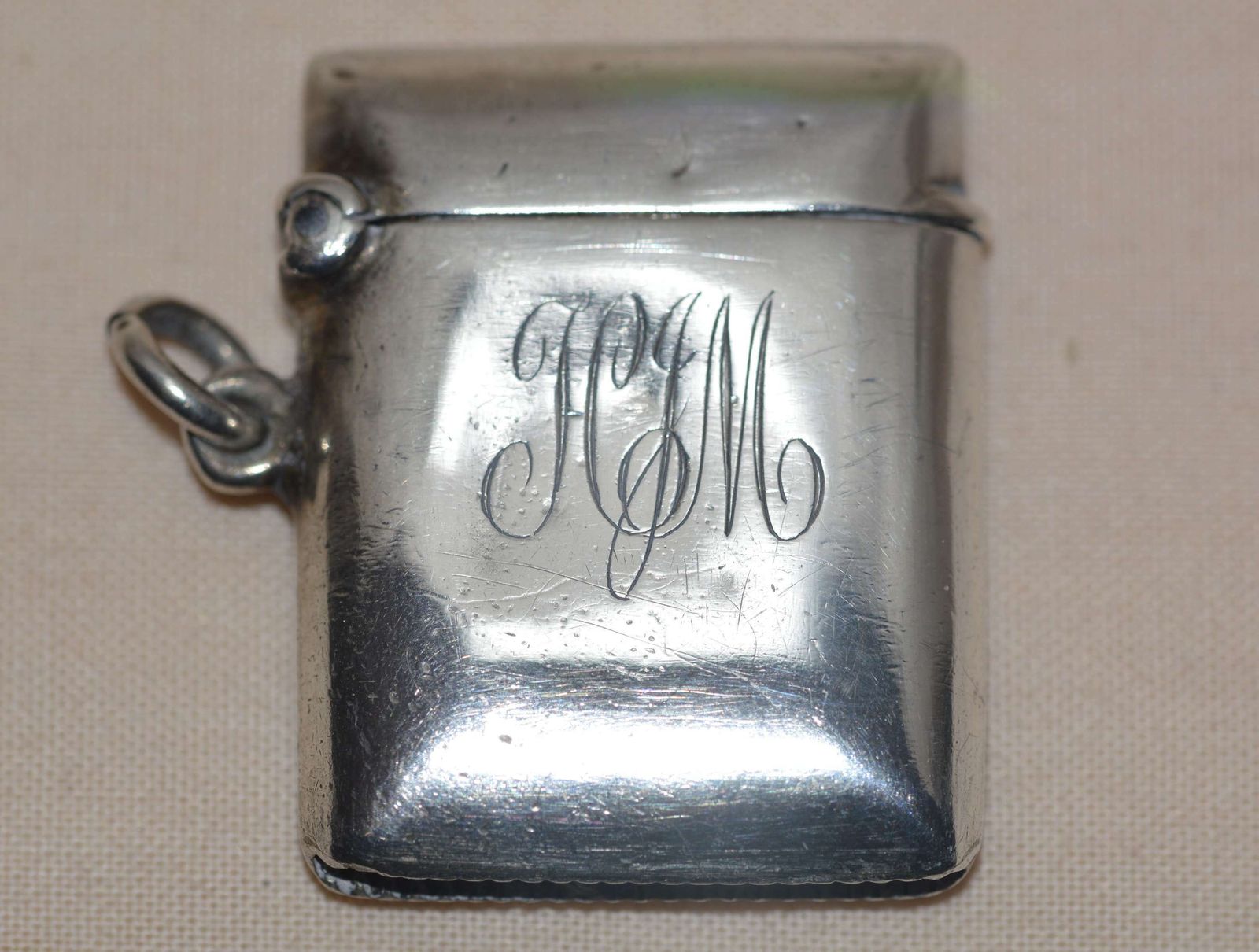 1903 Edwardian Birmingham Silver Vesta Case photo for sale
