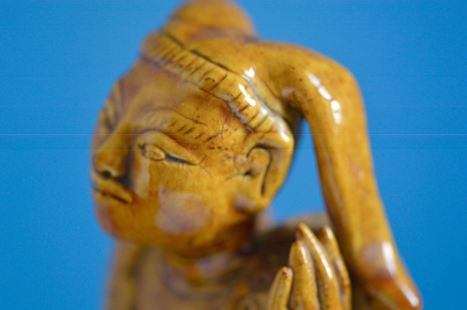 19th Century Continental Majolica Figure Of Two Buddhistic Males photo for sale