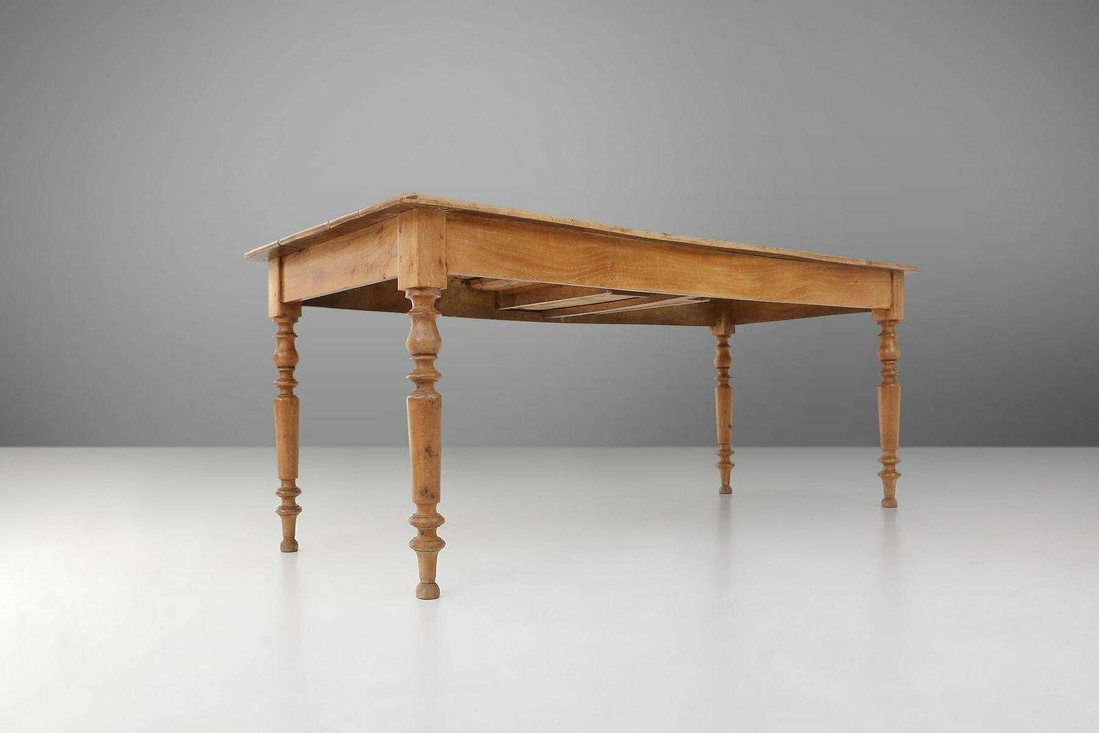 French Wabi Sabi Style Dining Table In Elm With Drawer, 1850s photo vintage