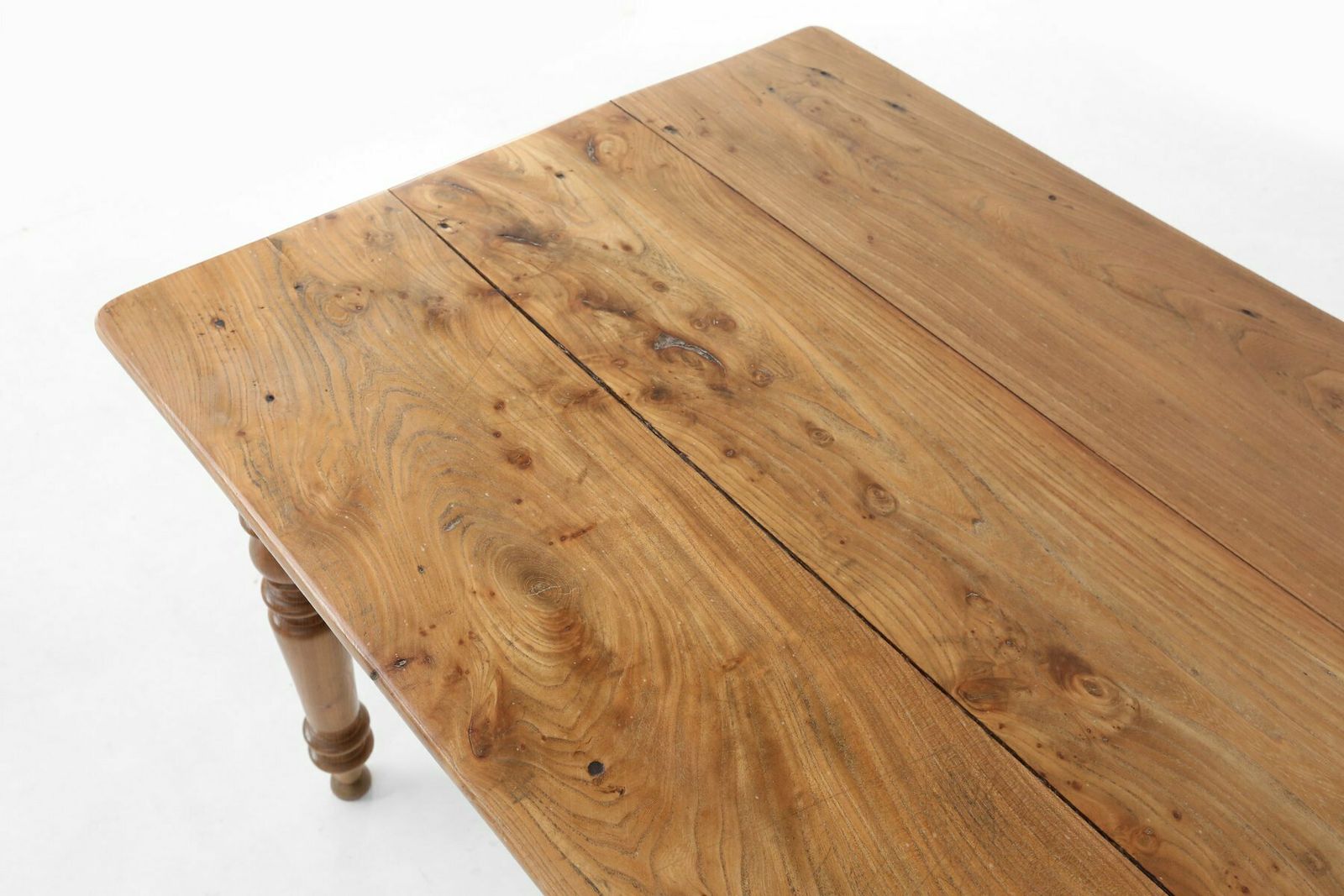 4041.0 French Wabi Sabi Style Dining Table In Elm With Drawer, 1850s photo