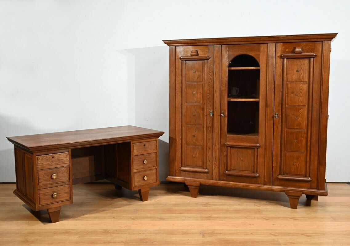 Oak Bookcase, Art Deco Period – 1940 photo Furniture