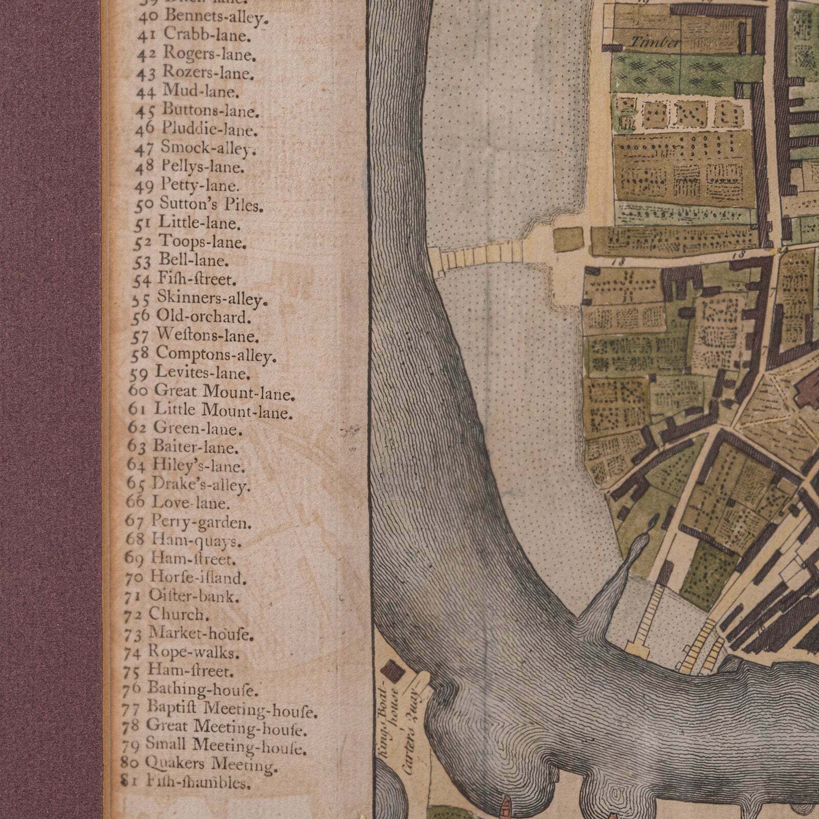 Antique Town Plan Map, Poole, English, Framed Cartography, Georgian, Circa 1780 photo vinterior