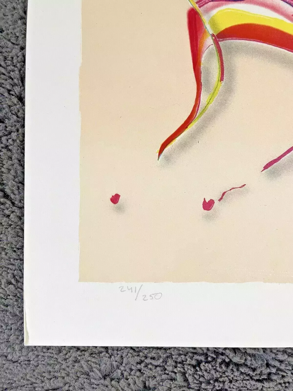 Unframed Vintage Swedish Signed Hans Sandell Limited Edition Abstract Lithograph Print photo furniture