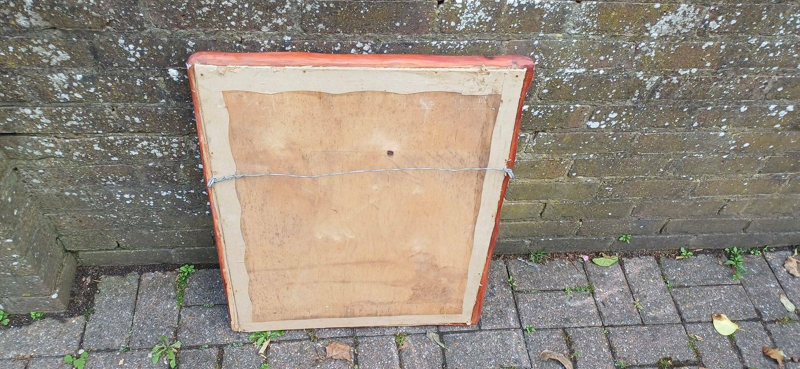 photo furniture Large Thick Chunky Wooden 80s Red Painted Wall Mirror 70 X 58 Cm