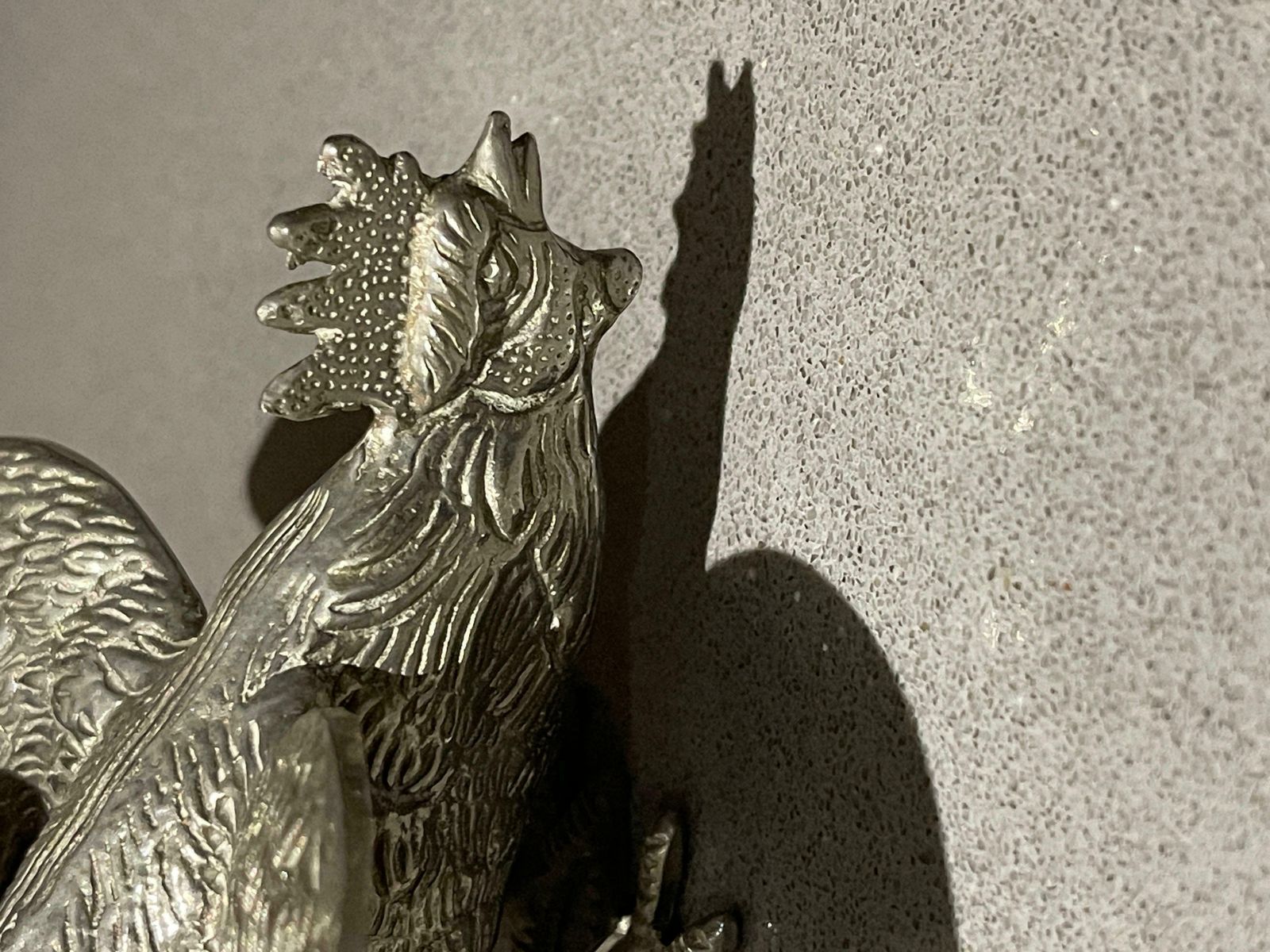 Antique Pair Of Silver Rooster Stand, Decoration Object For Home Décor photo vinterior