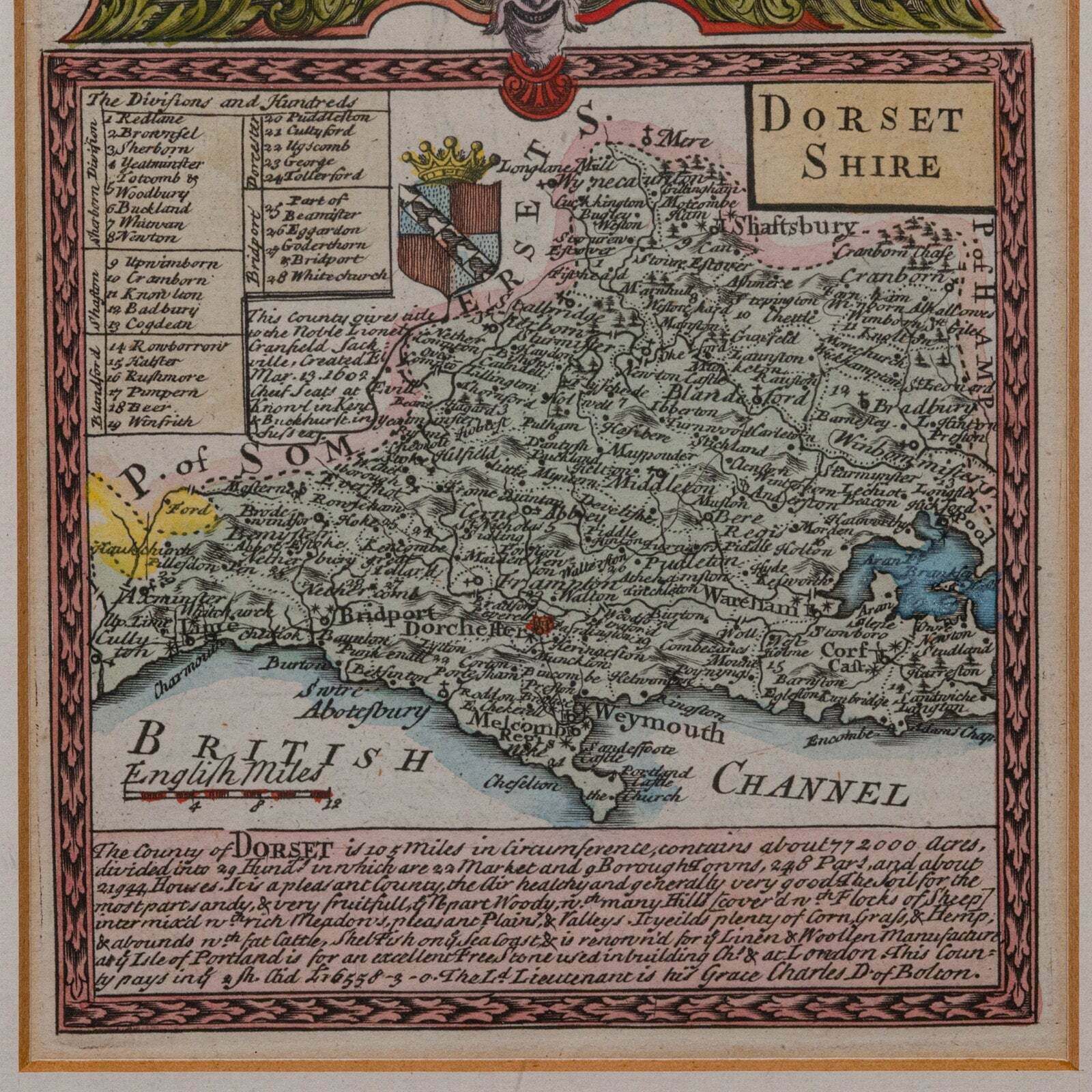 Antique Road Map, Bristol To Weymouth, English, Framed Cartography, Georgian photo Art