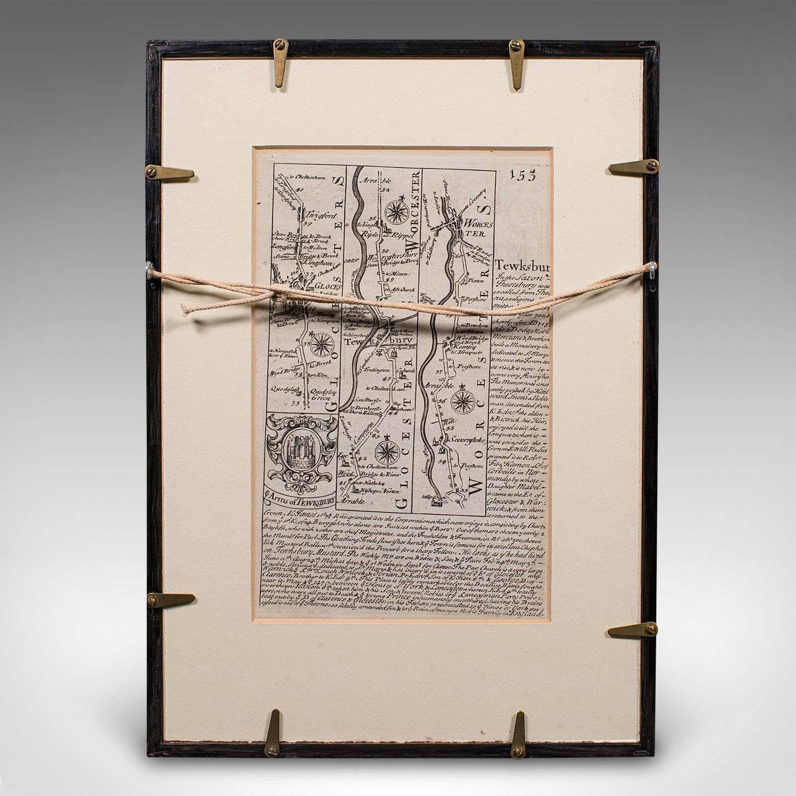 Antique Road Map, Bristol To Weymouth, English, Framed Cartography, Georgian photo vintage