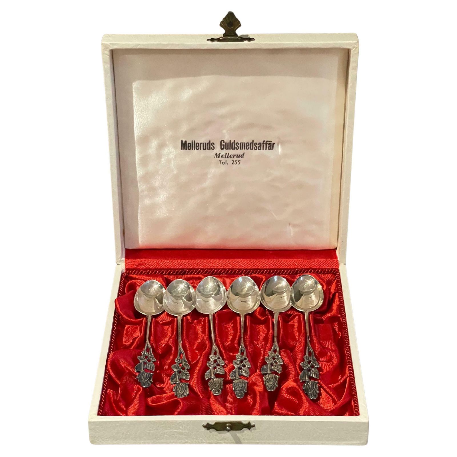 Exclusive Tea Coffee Spoons, 6 Pcs. Sterling Silver & Box, Melleruds
