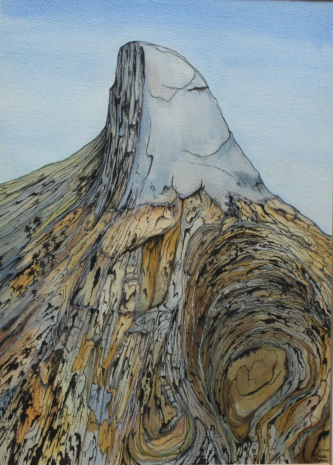 A Fine Pen & Wash Painting 'Half Dome' ~ Yosemite, By Frieda Hughes photo for sale