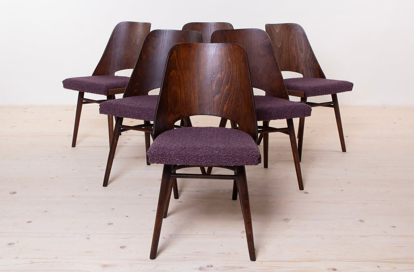 Set Of 6 Dining Chairs By R. Hofman For Ton, Model 514, 1960s, Reupholstered photo for sale