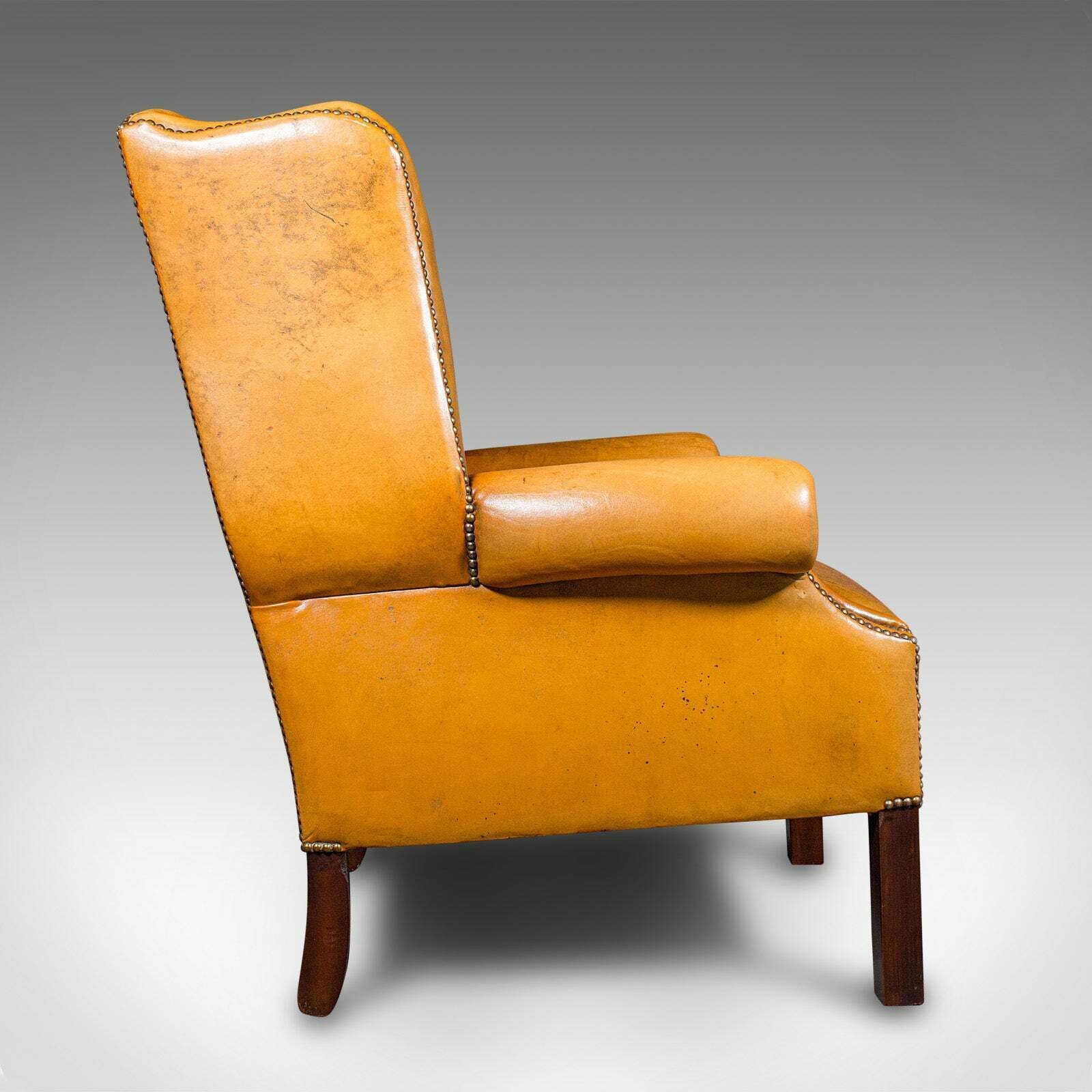 Vintage Gentleman's Club Armchair, English, Wing Back, Lounge, Georgian Revival photo for sale