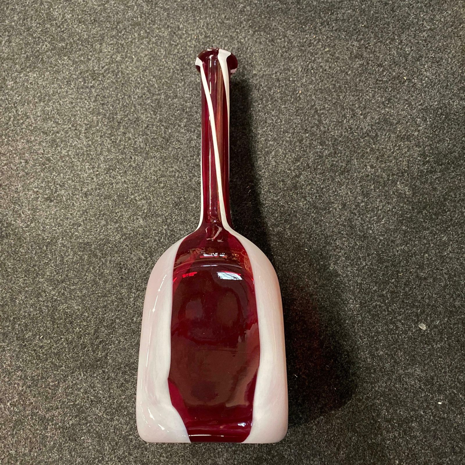 Home Decor 1980s Modernist Red And White Tall Murano Glass Bottle Vase By Carlo Moretti photo