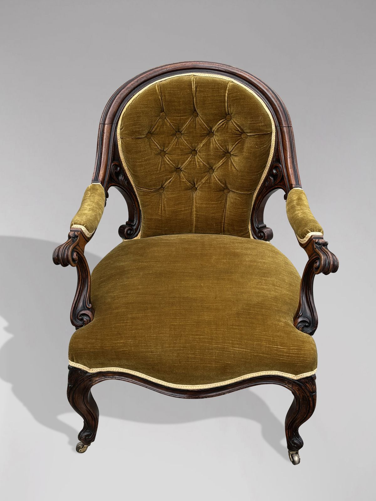 Mid 19th Century Victorian Period Carved Mahogany Armchair photo for sale