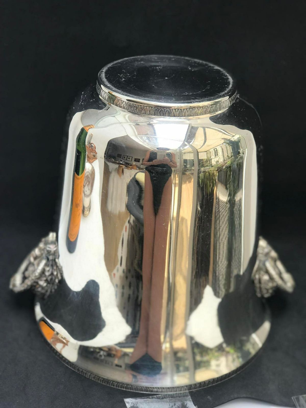 Champagne Bucket Silver Plated Handles Bacchus Demons Decor Bar Cart Christmas Table Wine Chiller Cooler Gift For Wedding Gift Man Cave photo vintage