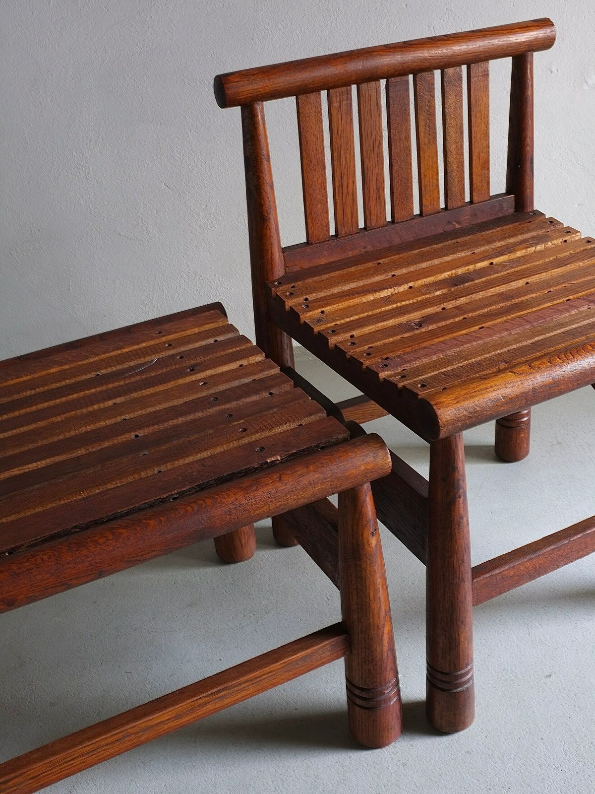 photo furniture Carved Oak Low Back Chair | France | 1960s