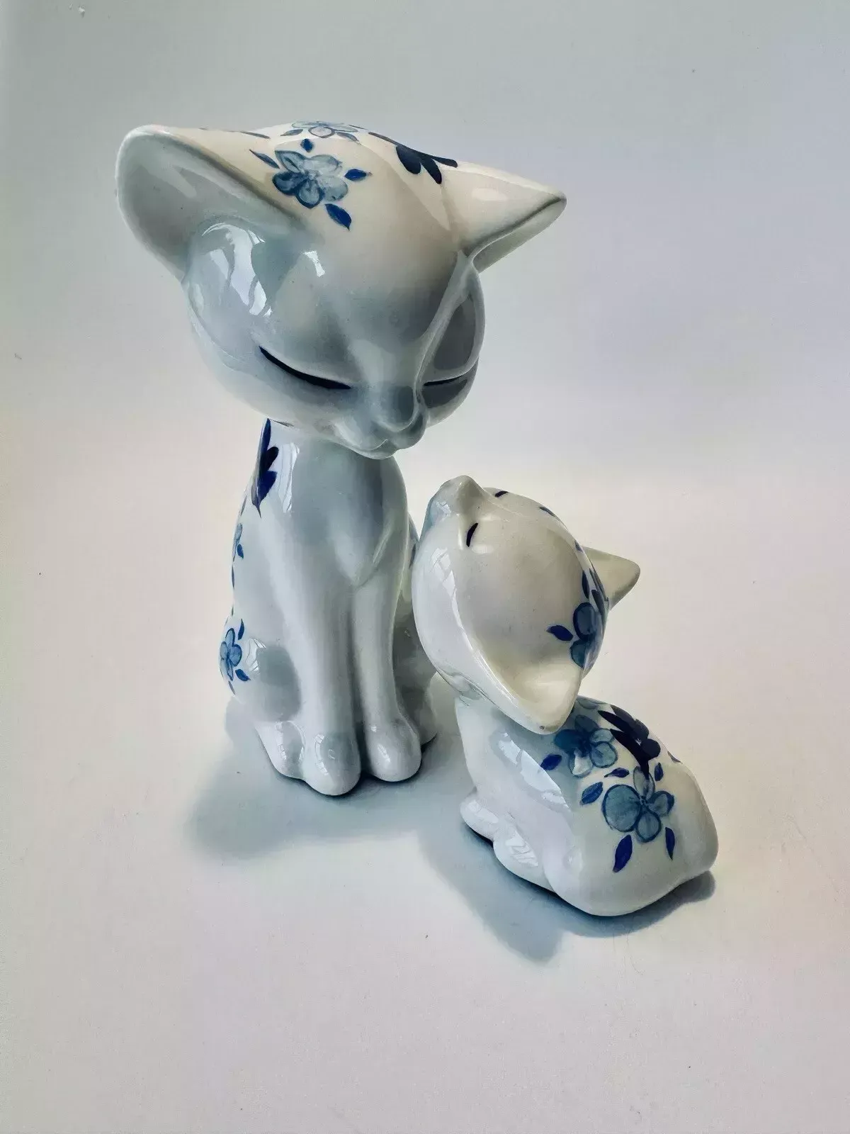 Mid Century Mcnees Cat And Kitten Figurines Hand Painted By Sandra Palmer photo buy