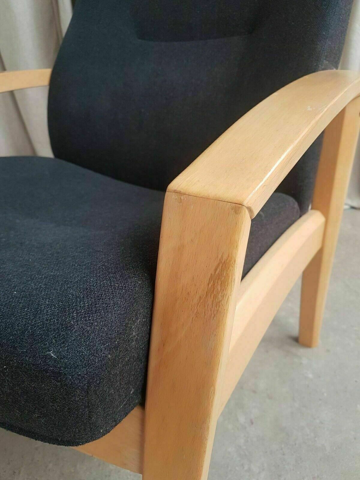 517.5 Vtg Mid Century Design Danish Beech Recliner Chair Farstrup Scandi Retro R261 photo