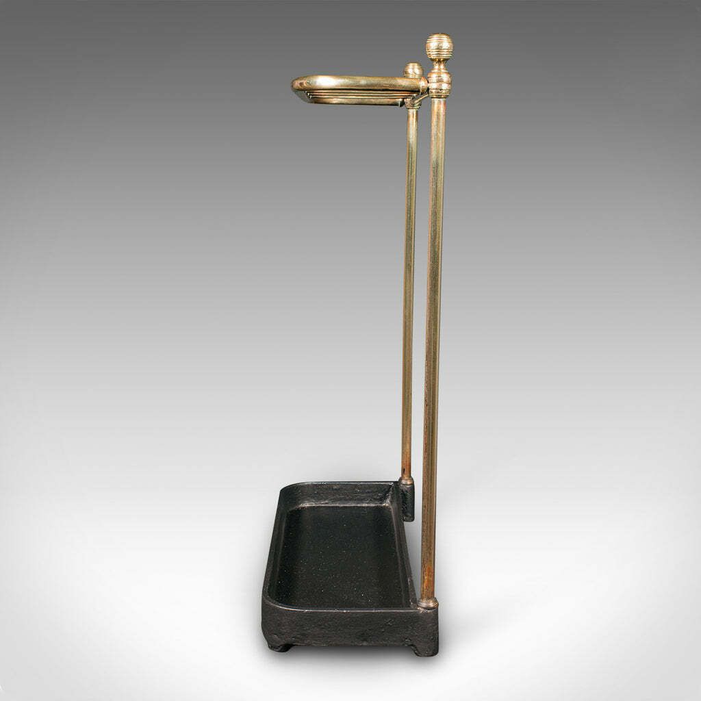 Antique Stick Loop Stand, English, Brass, Hallway, Umbrella Rack, Late Victorian photo vinterior