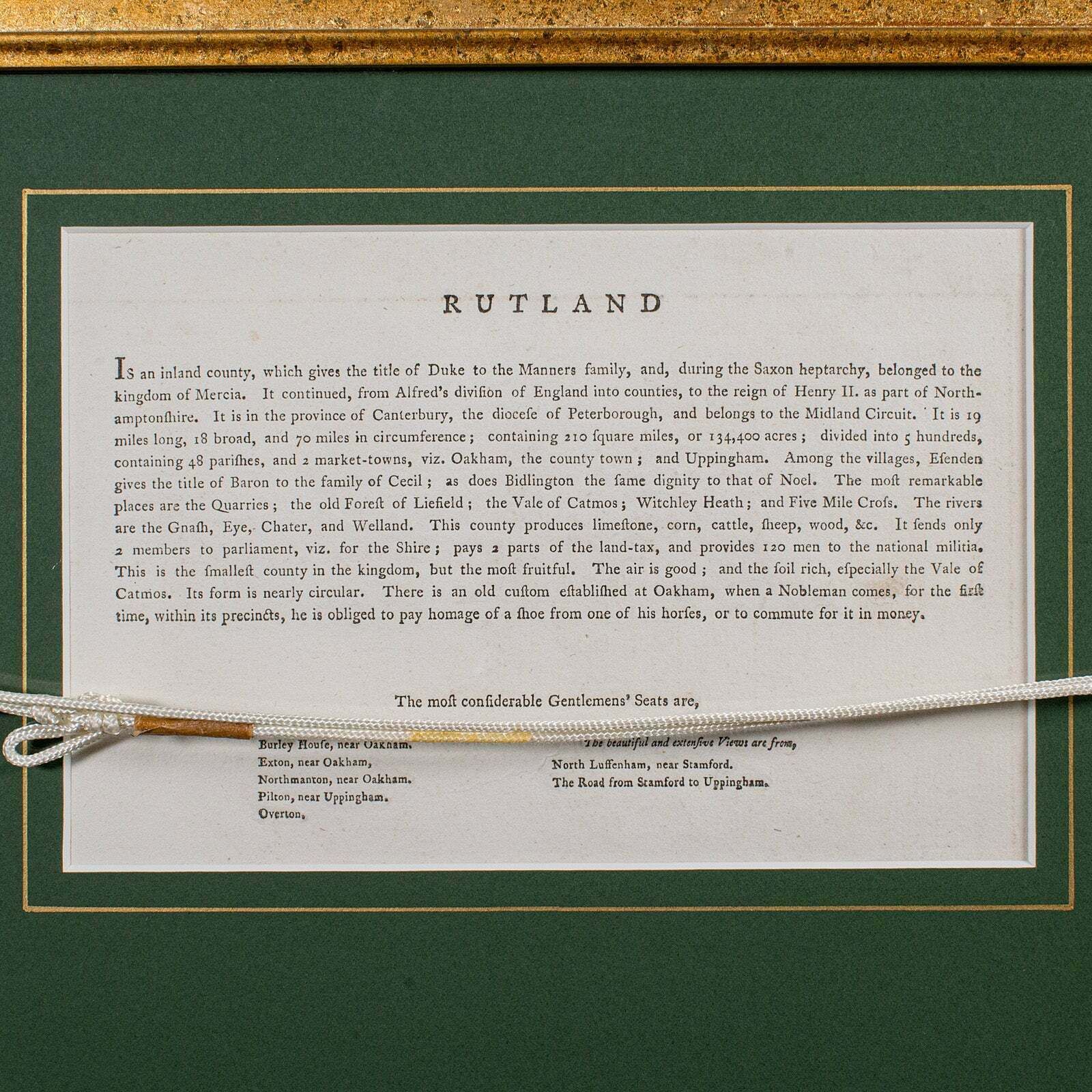 345.0 Antique County Map, Rutlandshire, Framed Atlas Cartography, John Cary, Georgian photo