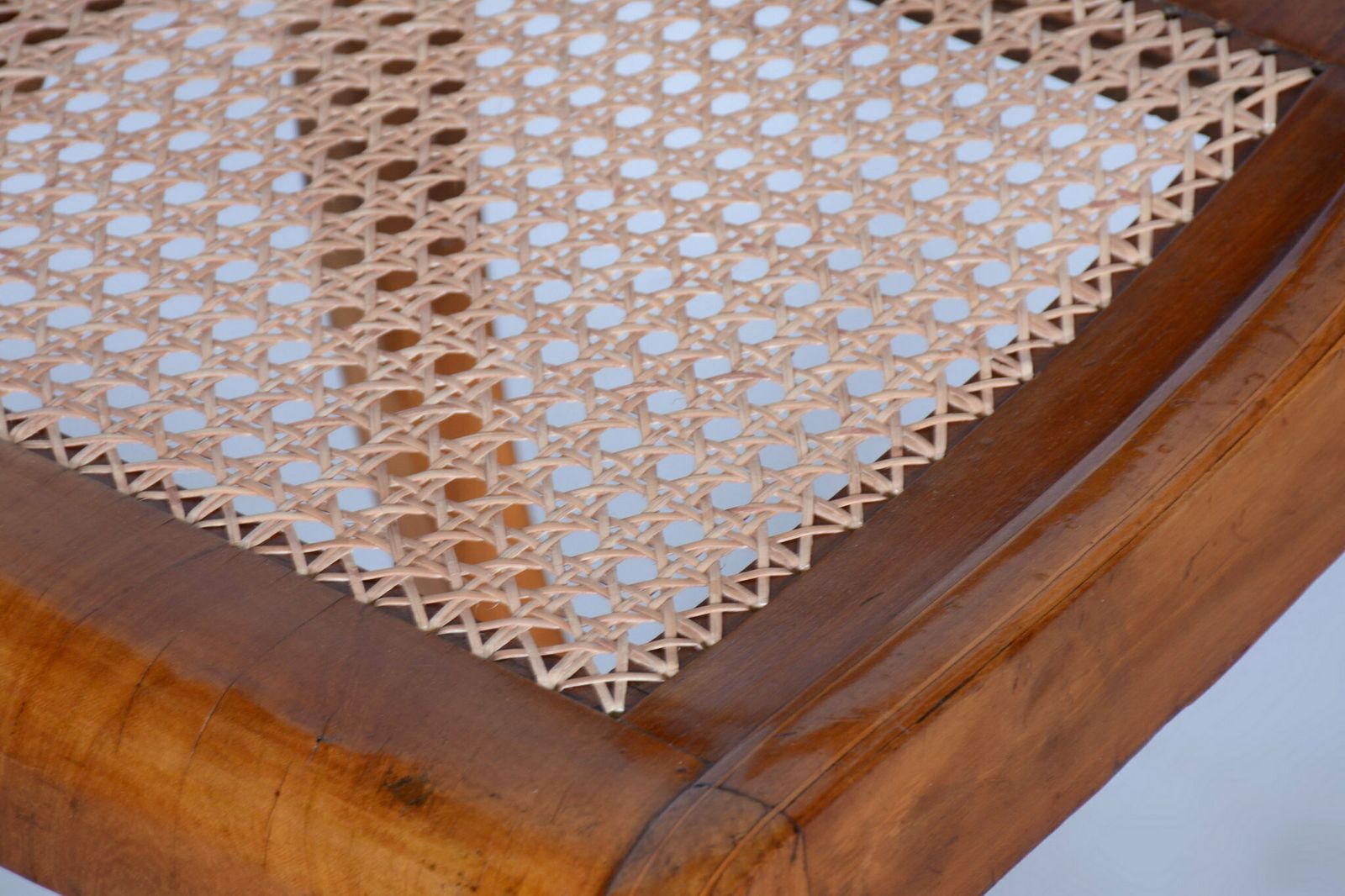 Restored Biedermeier Chair, Cherry Tree, Rattan, Revived Polish, Austria, 1830s photo furniture