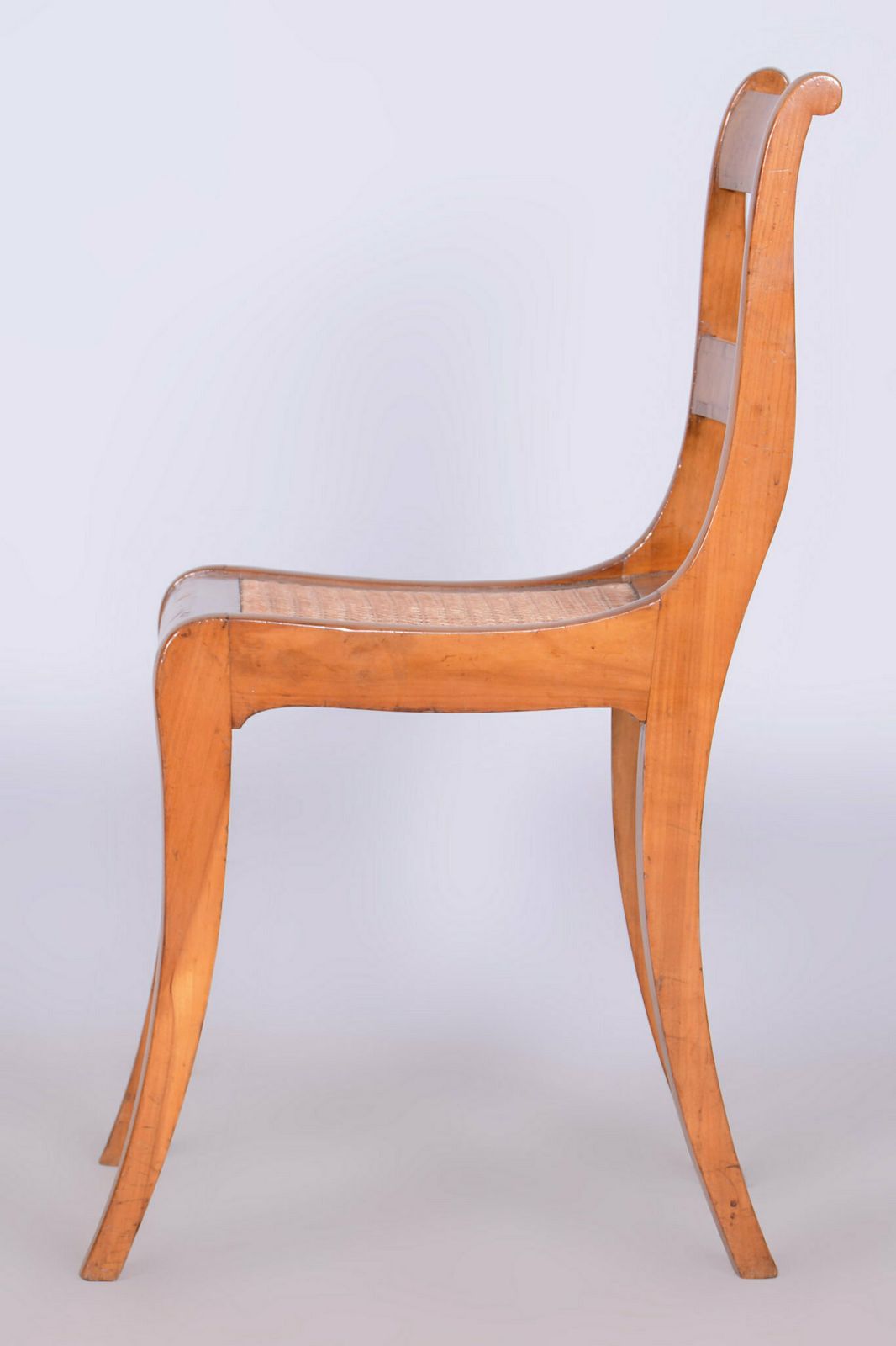 Furniture Restored Biedermeier Chair, Cherry Tree, Rattan, Revived Polish, Austria, 1830s photo