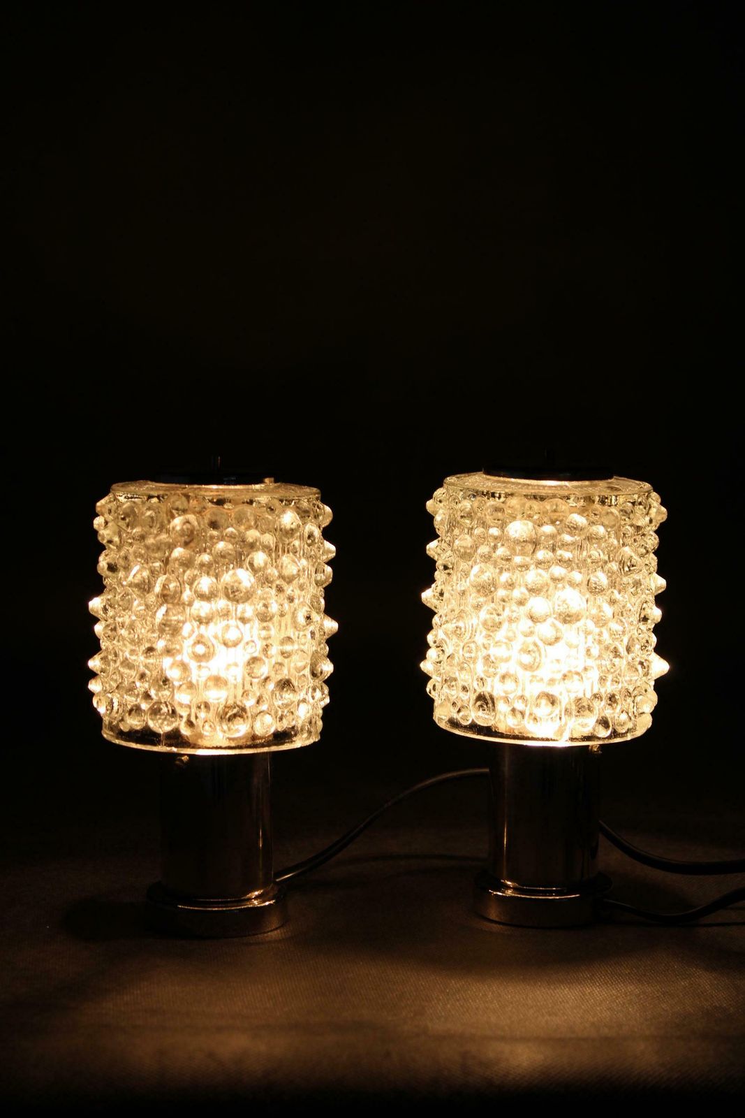 Lighting 1970s Pair Of Glass Table Lamps By Kamenicky Senov, Czechoslovakia photo
