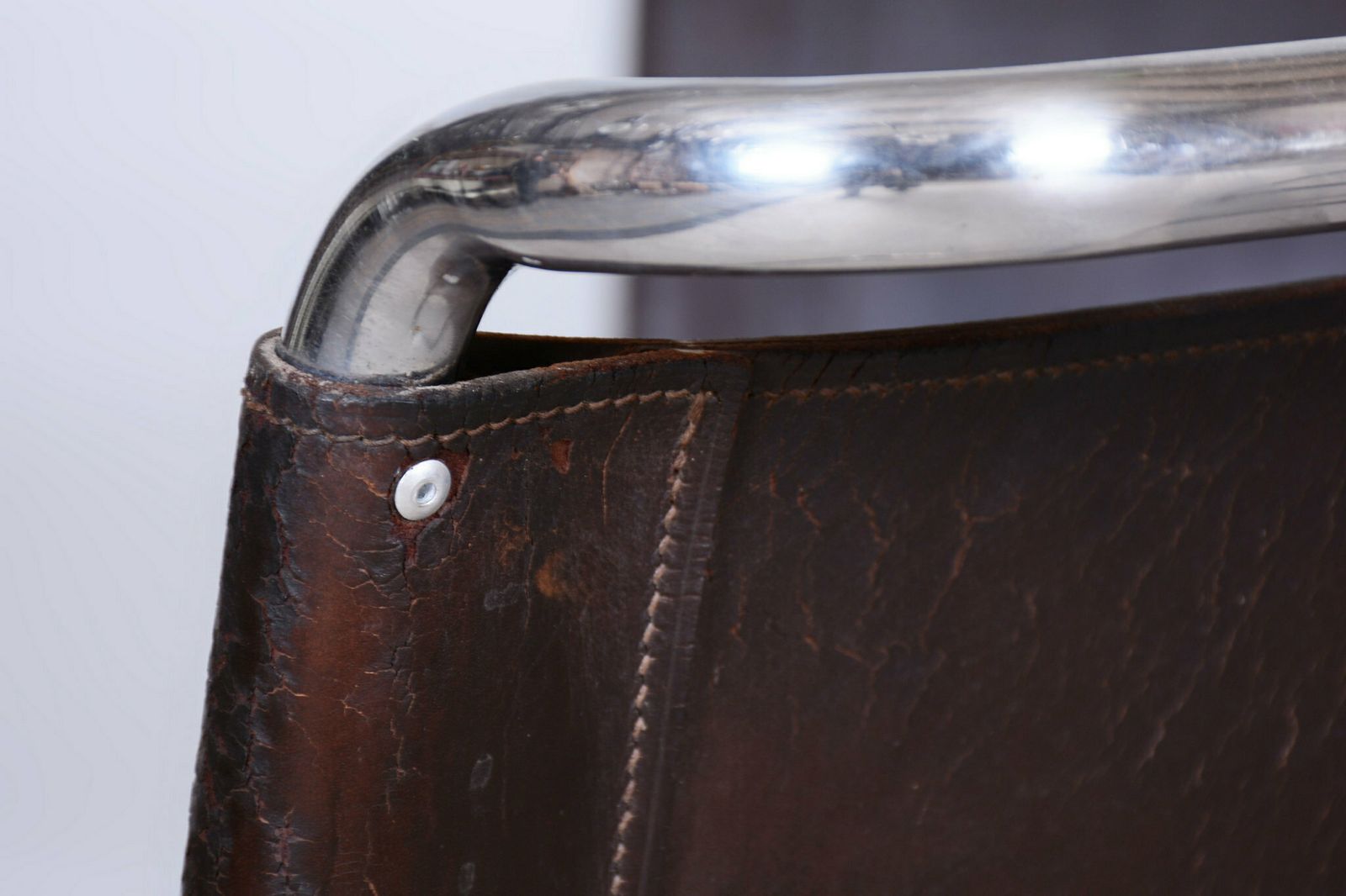 Set Of Four Original Bauhaus Chairs, Genuine Leather, Chrome, Germany, 1930s photo vinterior