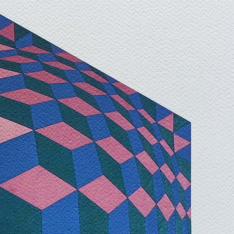 1970s Original Gorgeous Victor Vasarely Op Art Limited Edition Lithograph photo Art
