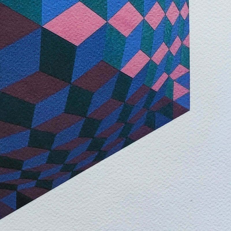 1970s Original Gorgeous Victor Vasarely Op Art Limited Edition Lithograph photo 611.0