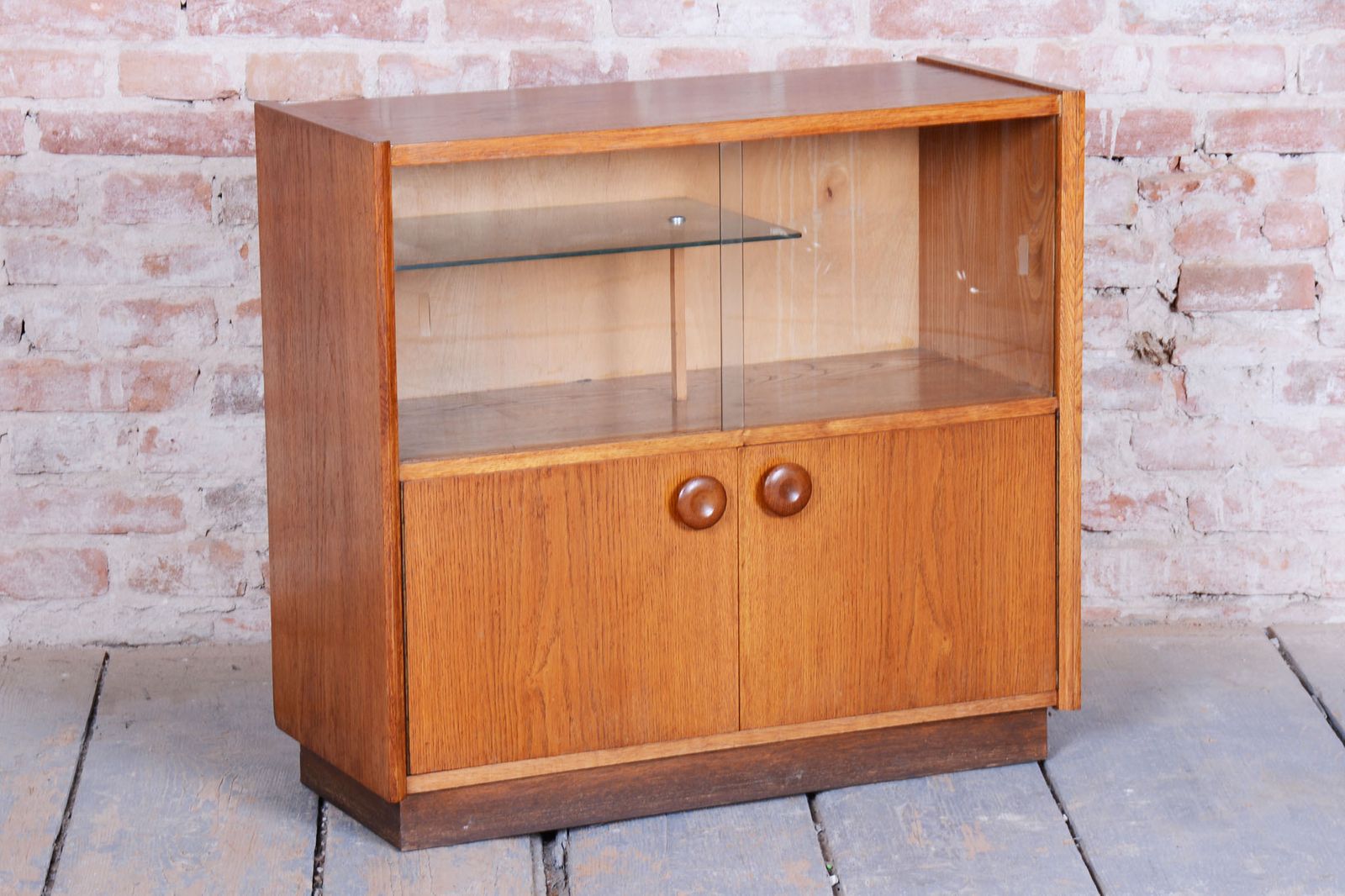 Restored Mid Century Bookcase, By Up Závody, Oak, Glass, Czech, 1950s photo buy