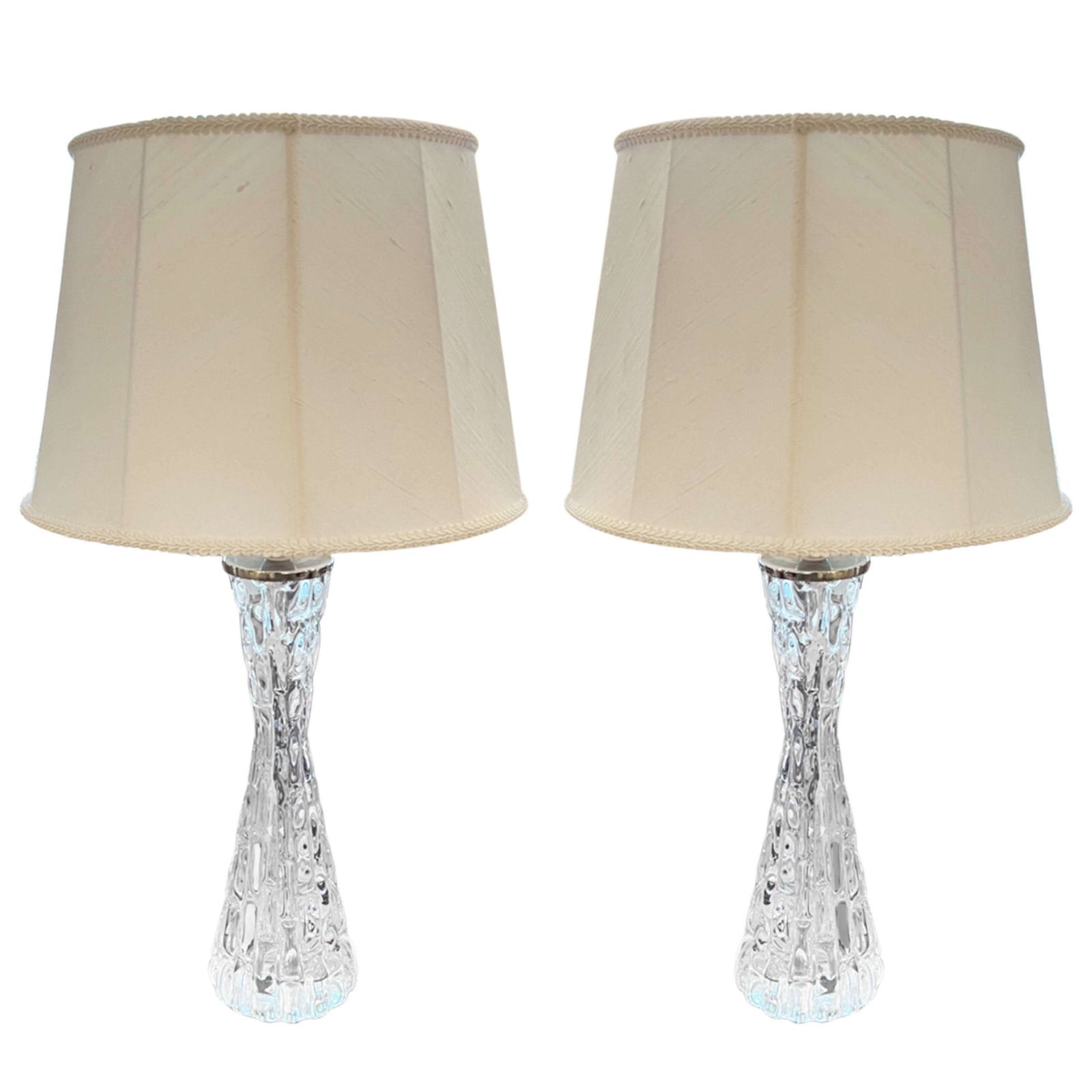 Pair Of 1960s Clear Orrefors Glass Table Lamps (Slightly Larger)
