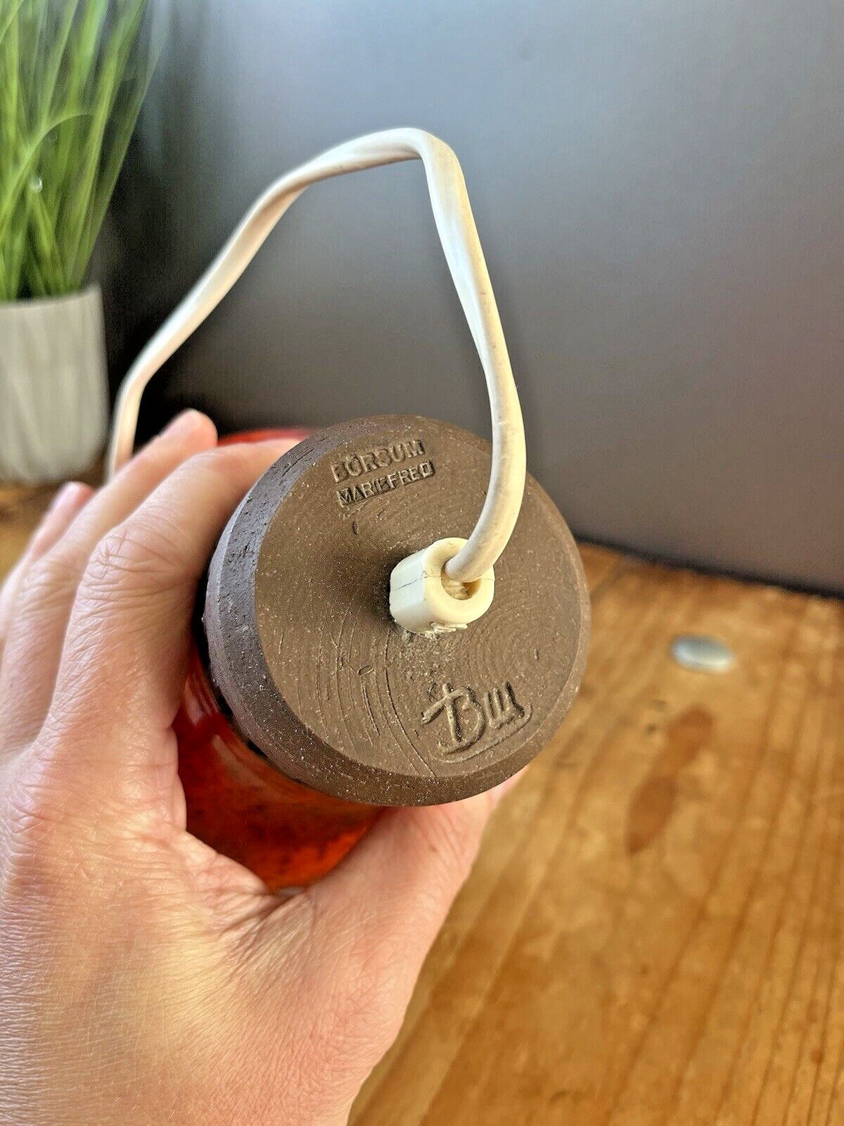 Lighting Mid Century 60's Swedish Borsum Mariefred Pierced Pottery Ceiling Light Fat Lava photo