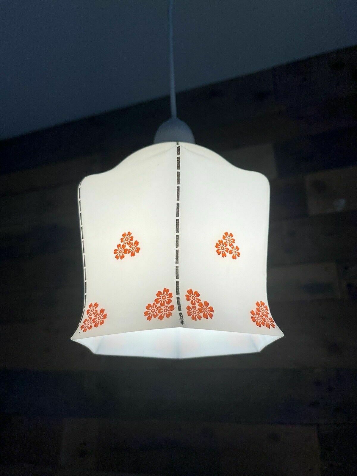 1 Lovely Art Deco Orange Floral Glass Light Lamp Shade Supastone Czechoslovakia