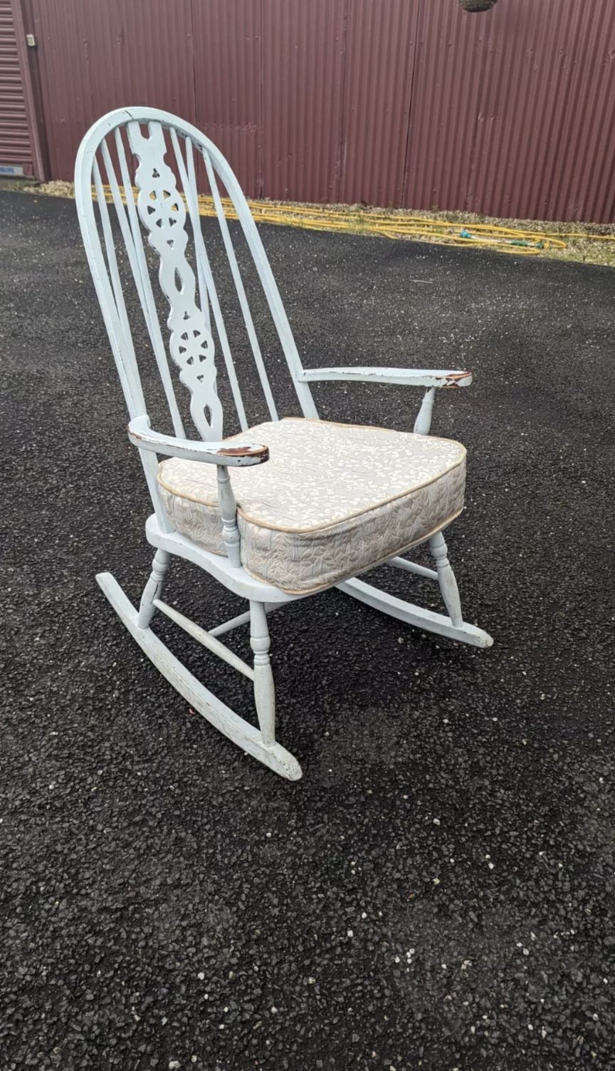 Vintage Windsor Beechwood And Elmwood Rocking Chair, 1970