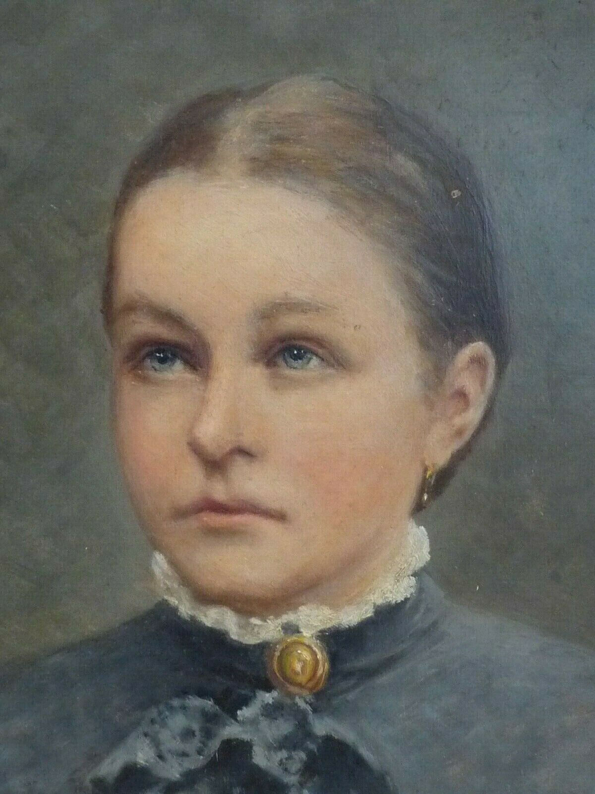 Signed & Framed Portrait Of Swiss Girl Circa 1910 photo for sale