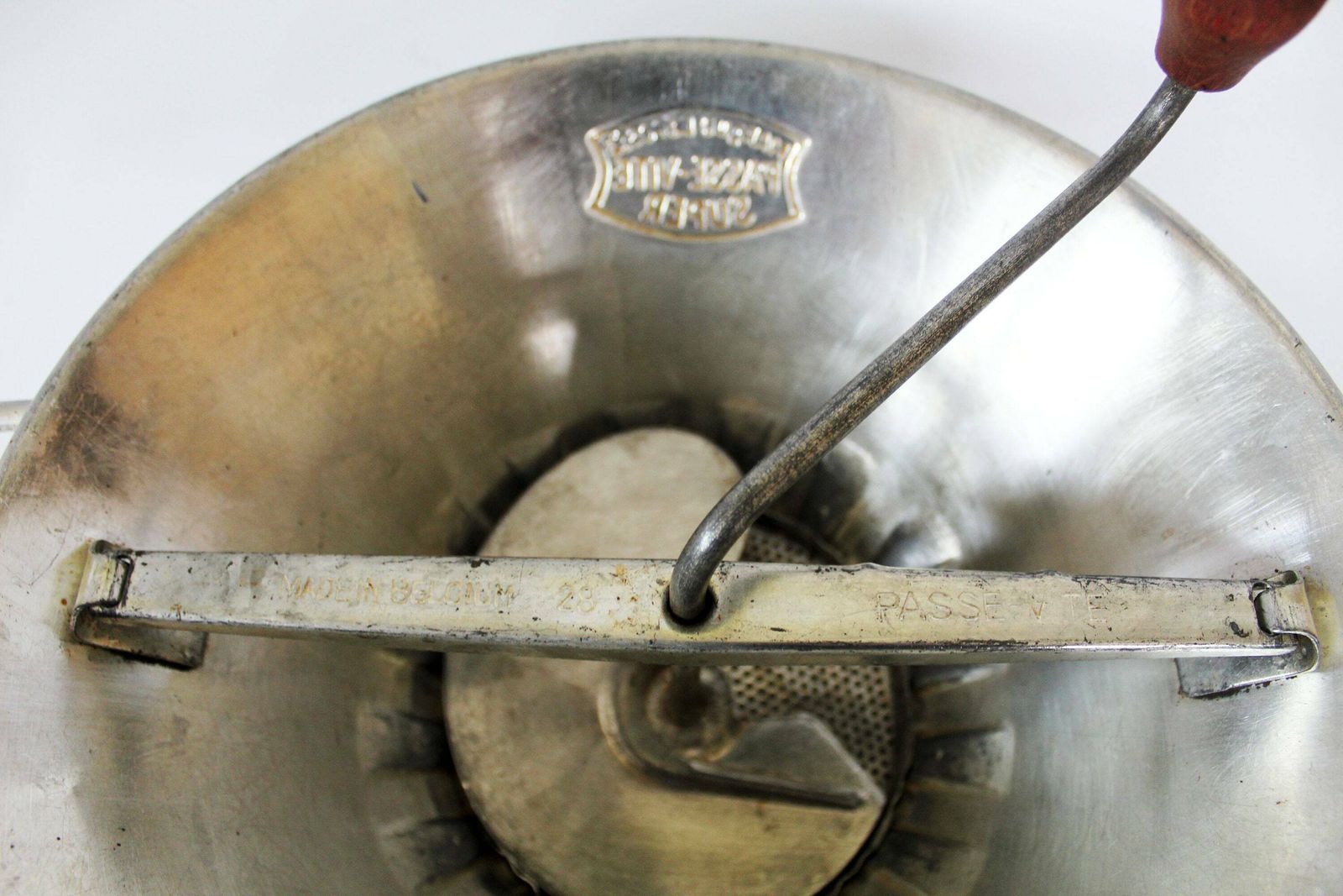 Antique Large Belgium Passe Vite Super Food Mill Vegetable Food Cutter Food Masher Mincer Purée Grinder Utensil Kitchenware Cookware photo furniture