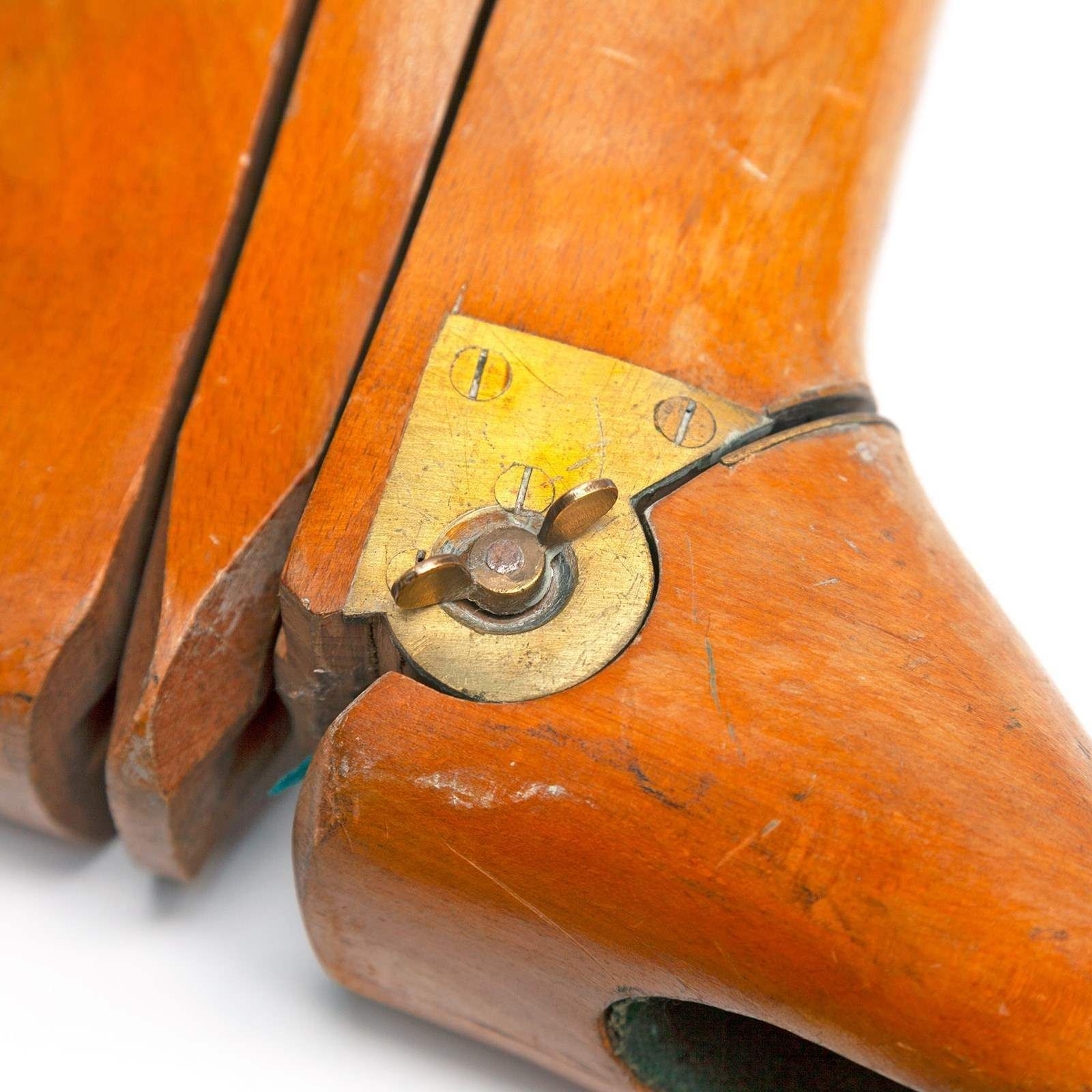 Pair Of 19thc. Cavalry Officer's Boot Trees With Brass Makers Plaques photo vinterior