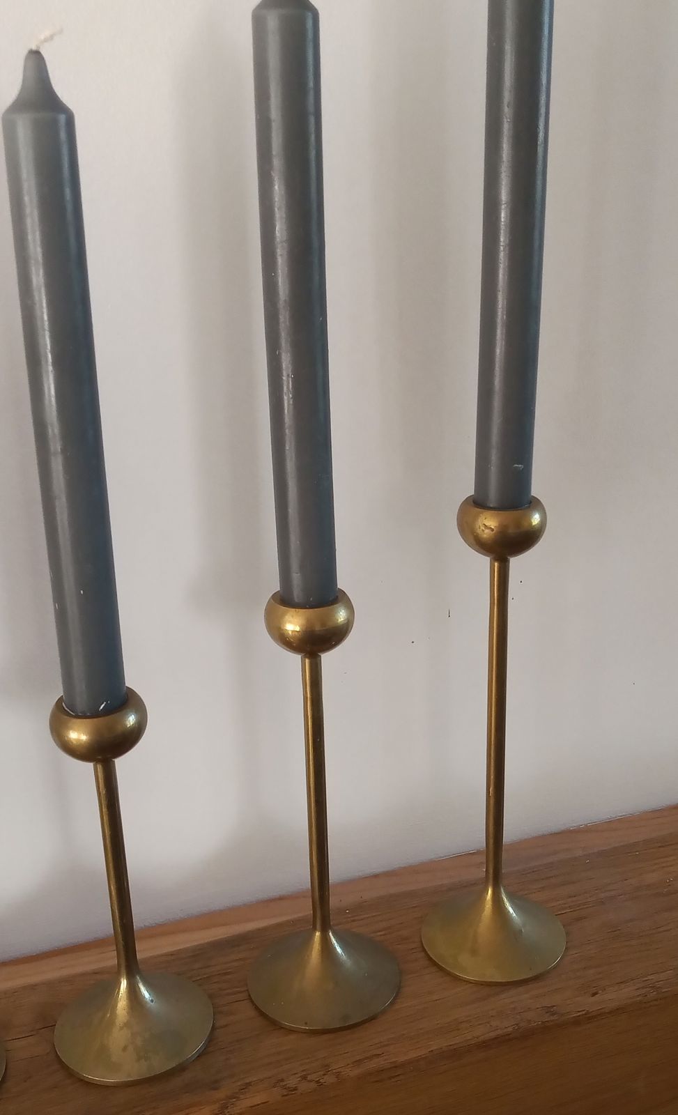 1960s Swedish Set Of 5 Brass Tulip Candle Holders photo 250.0