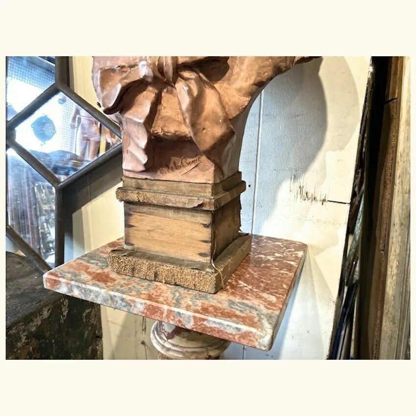 photo furniture 19thc, Signed Terracotta Bust Of 'Matelot' Boy