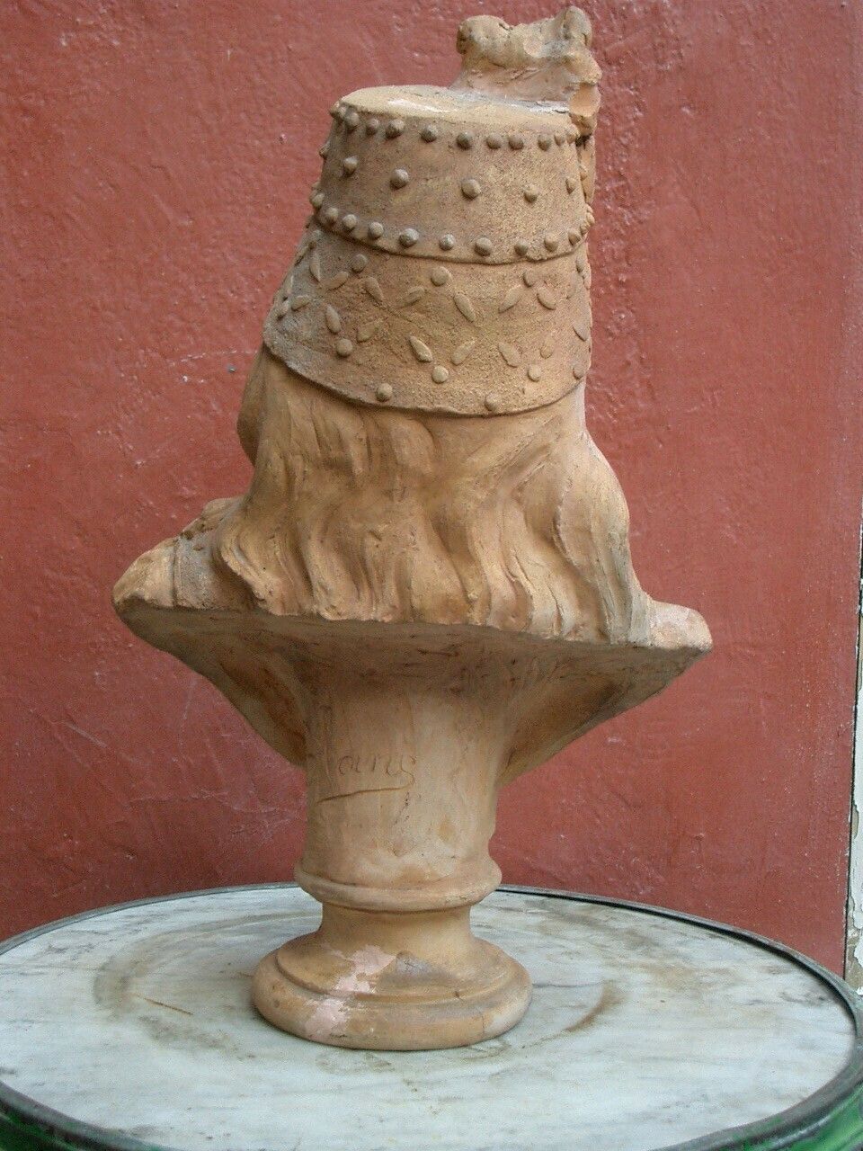photo furniture Late 19th C. Signed Terracotta Bust Of Woman In Elizabethan Costume