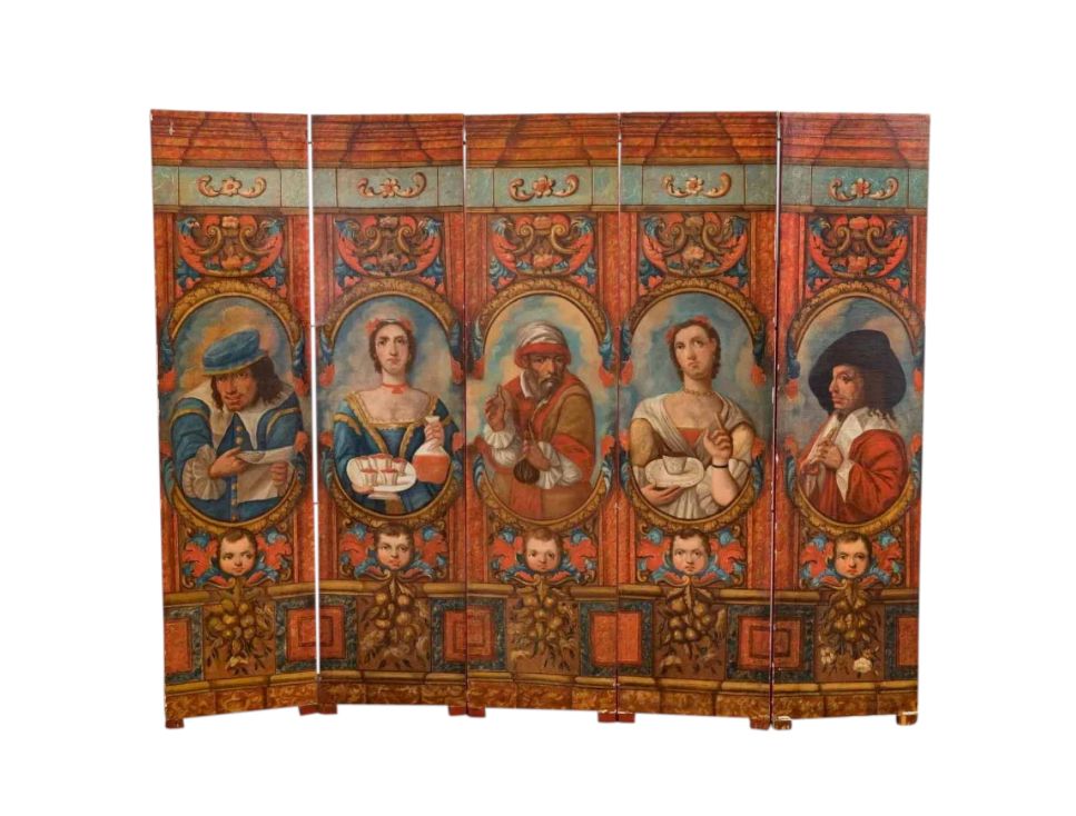 Late 18th/Early 19th C. Painted 'Shakespearean' Screen From Italy photo for sale