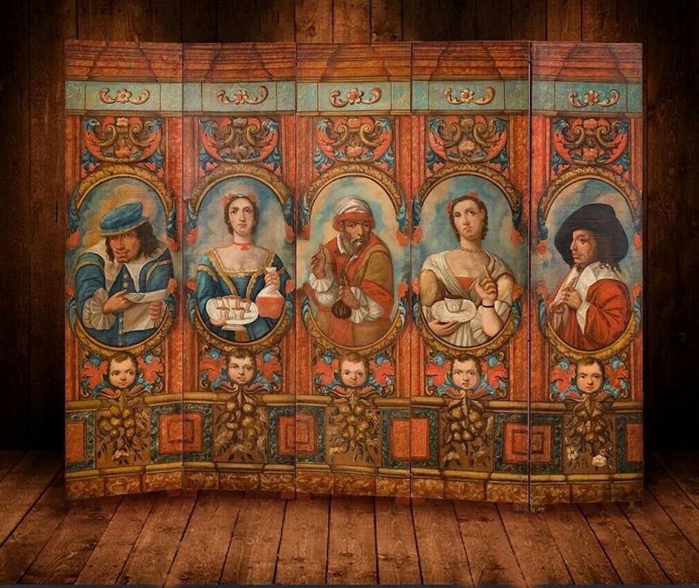 Late 18th/Early 19th C. Painted 'Shakespearean' Screen From Italy photo furniture