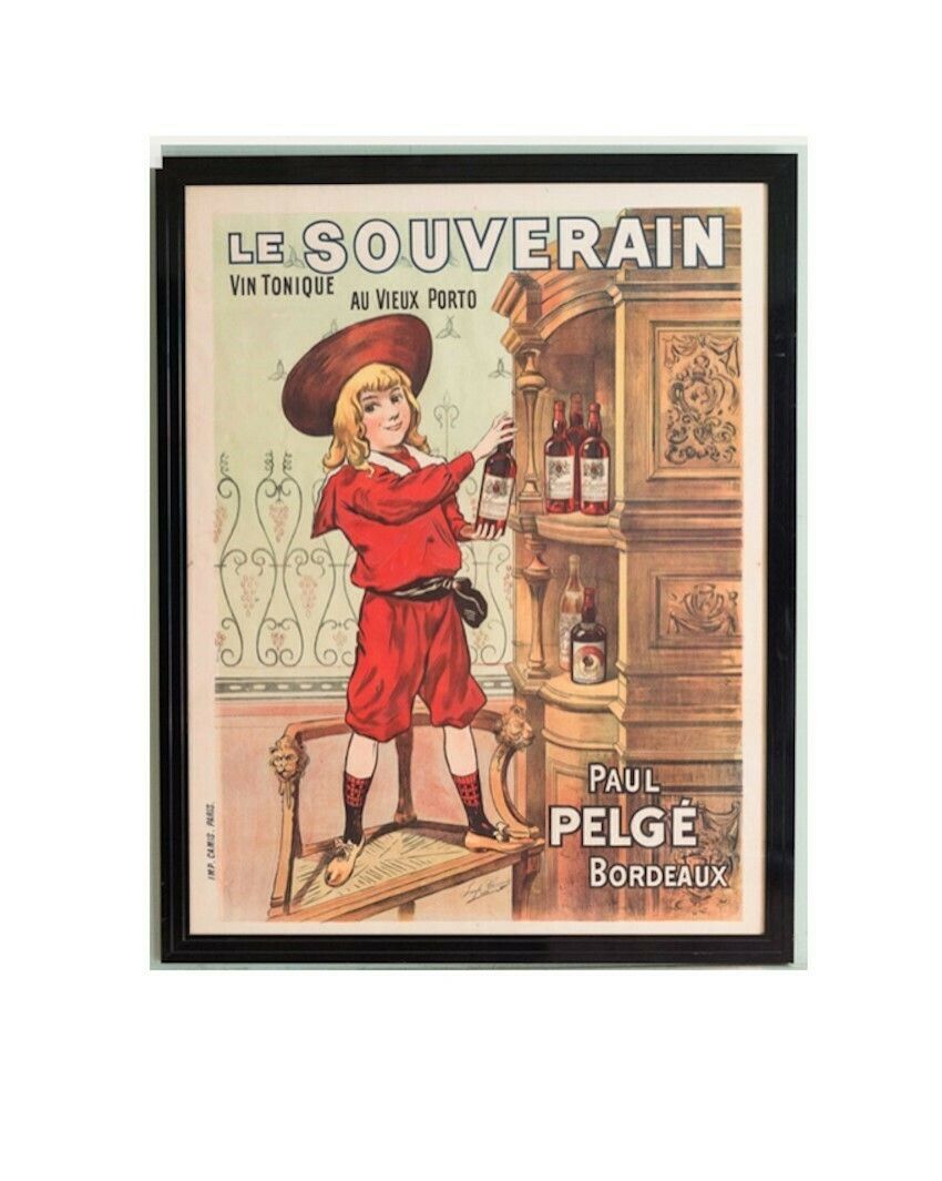 French Port Wine Poster 'Le Souverain' C.1900 photo furniture