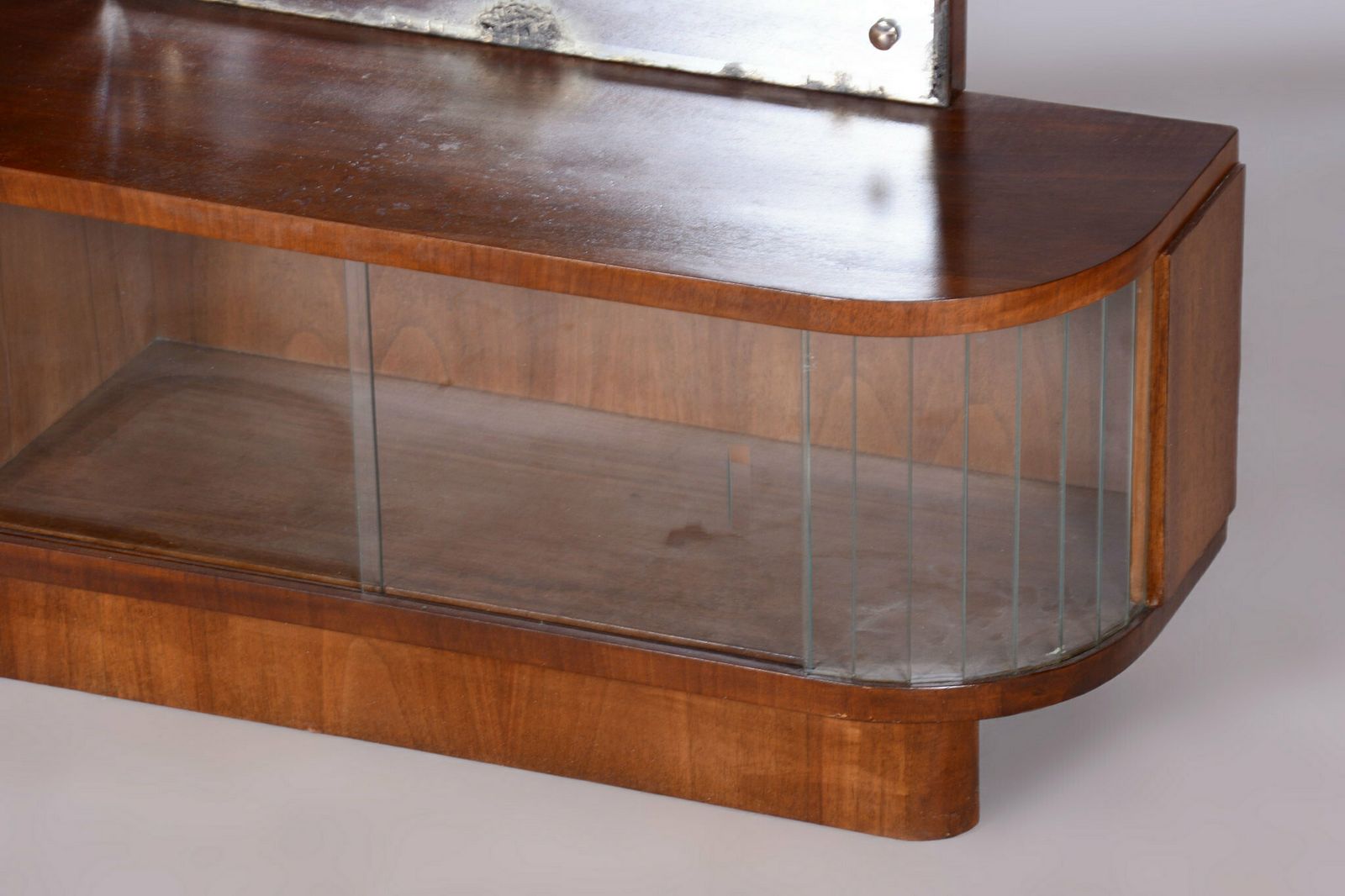 Restored Art Deco Dressing Mirror, By R. Slezak, Glass, Walnut, Czech, 1930s photo vinterior