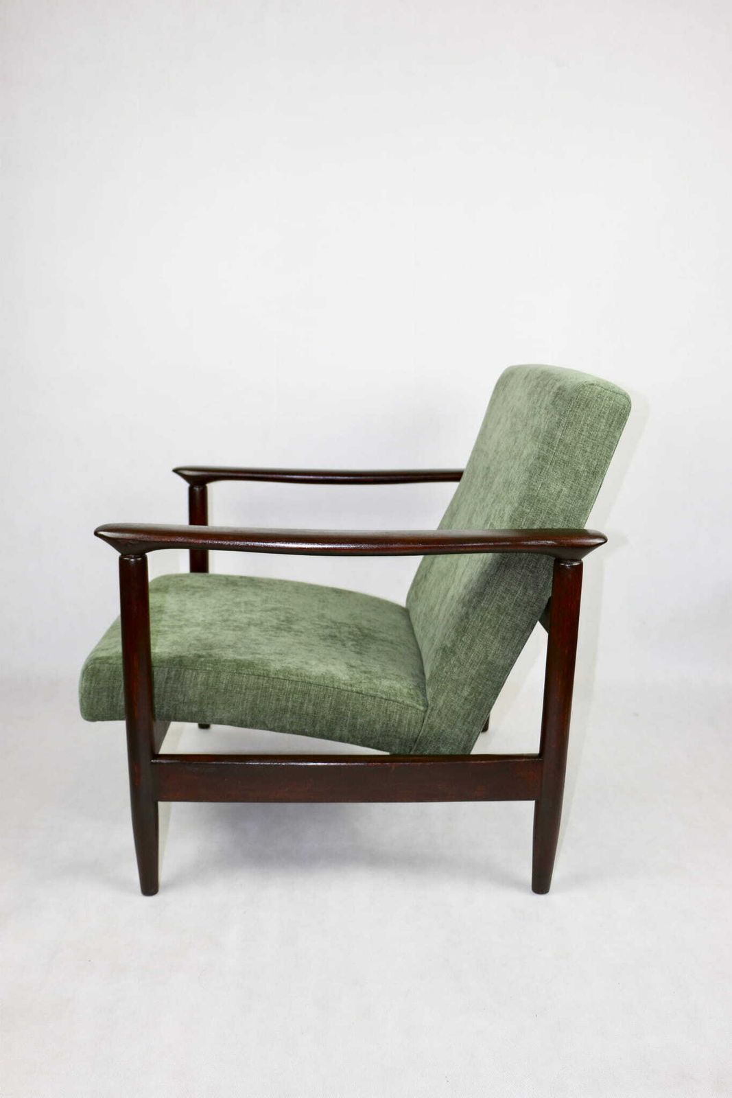 Gfm 142 Armchair Designed By Edmund Homa From The 70s Olive Green   Brown Wood photo furniture