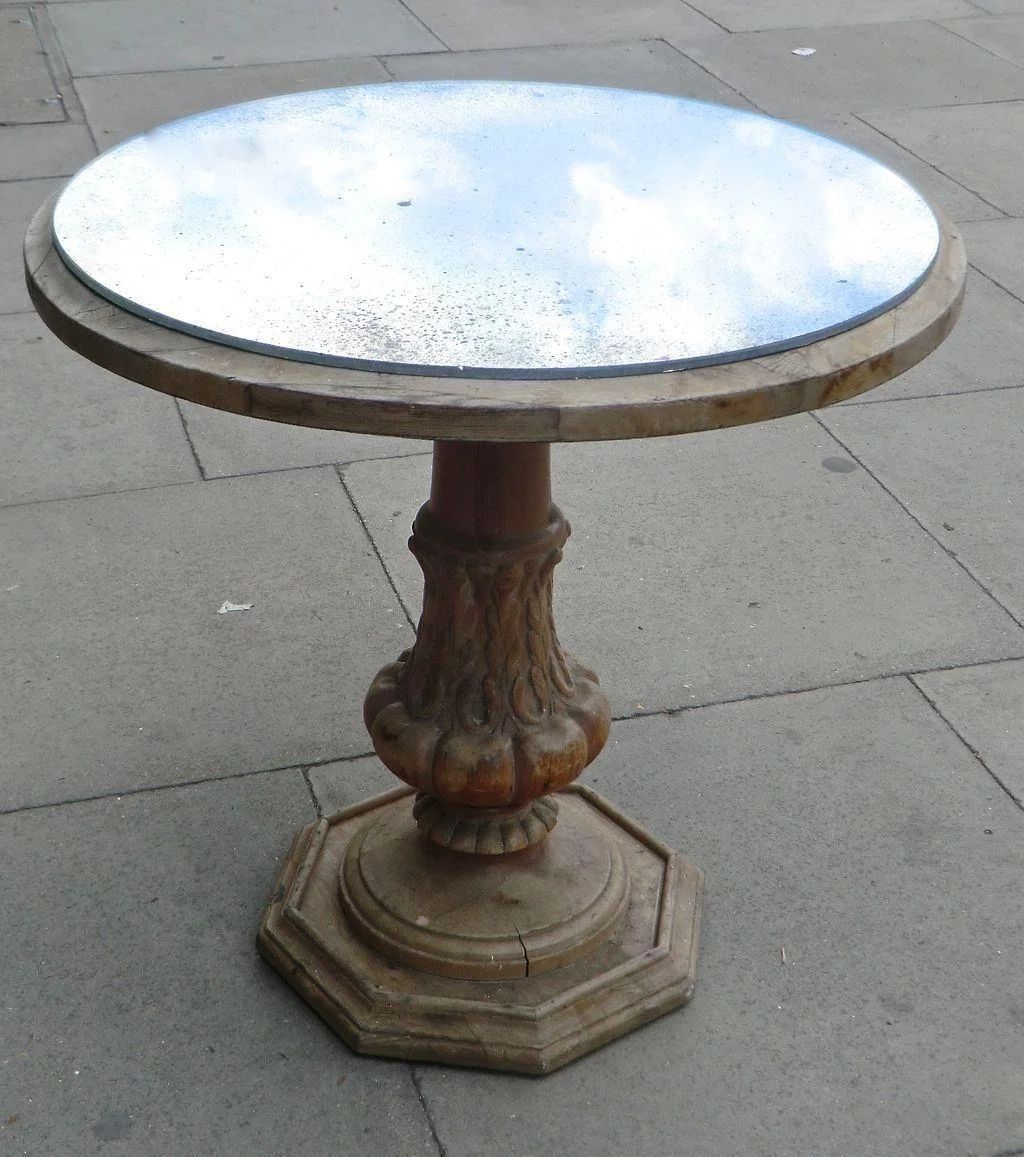 Mirror Top Carved Wood Coffee Table From France photo furniture