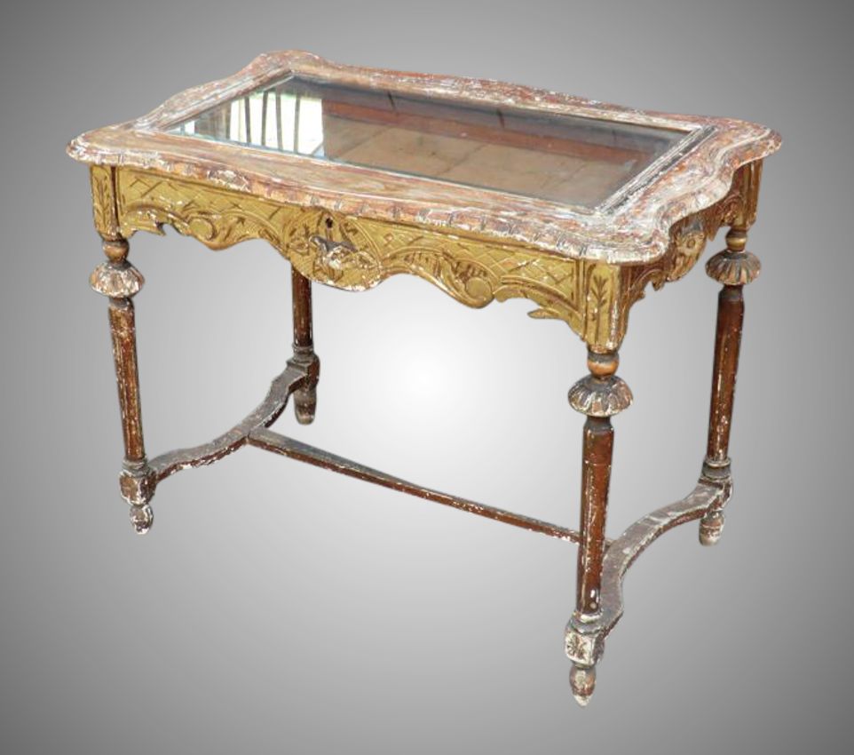 Gilded Display Desk From French 19thc Jeweller photo Furniture