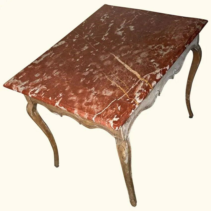 Late 19thc. Red Marble Top Cherrywood Side Table From France photo 1050.0