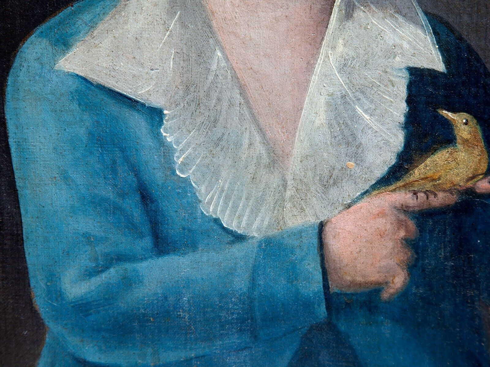 Oil Painting Of French Boy Holding A Bird, Early 19th C. photo Art